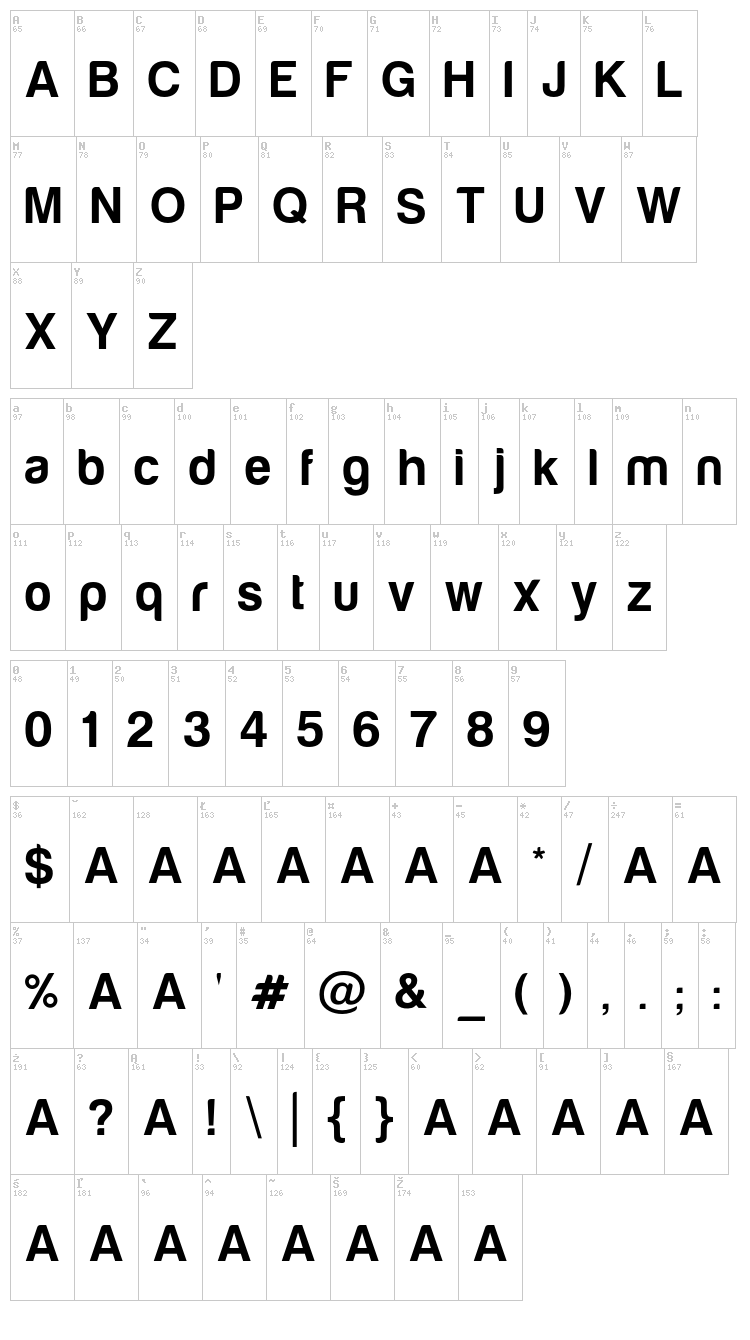 Harabara Mais font map
